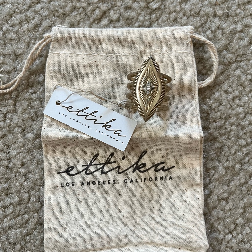 Ettika Gold Engraved Marquise Statement Ring